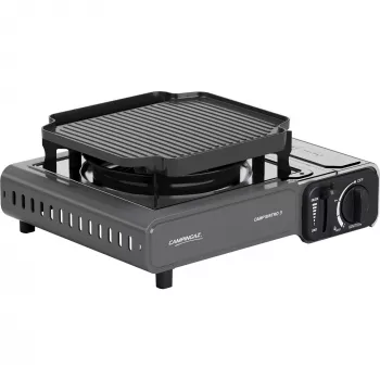 Draagbare Campingaz CampBistro 3 campingkooktoestel met aluminium gietijzeren grillplaat