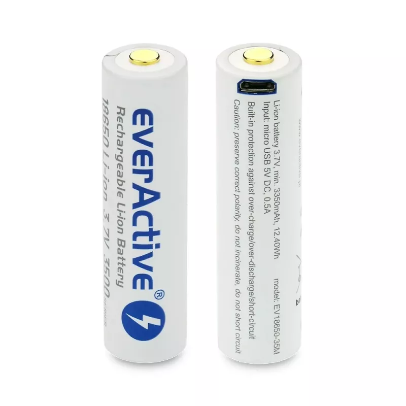 18650 Li-Ion 3,7V everActive 3500mAh batterij (1 stuks) micro-USB met beveiliging