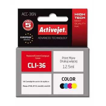 Activejet ACC-36N inktpatroon (vervanger voor Canon CLI-36; Supreme; 12,5 ml; kleur)