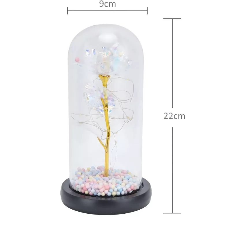 Eeuwige roos in glas Extralink Home, wit LED-licht