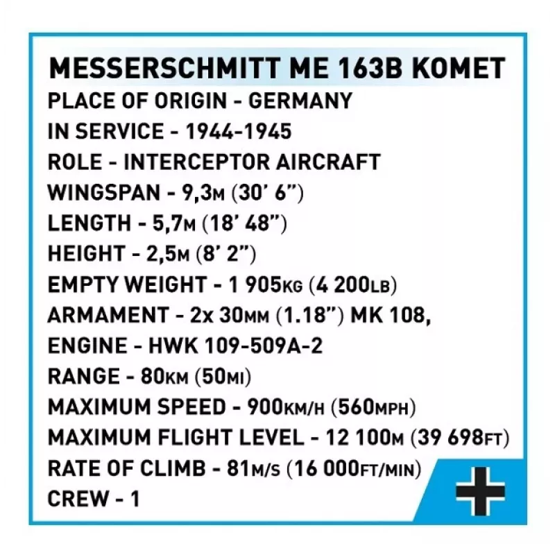 Bouwstenen Messerschmitt Me 163B Komet 543 onderdelen