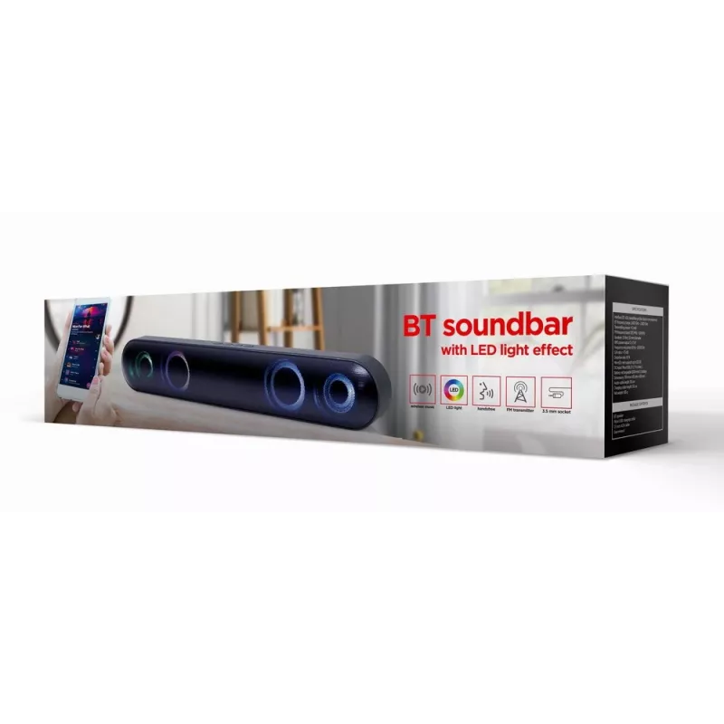 Gembird SPKBT-BAR400L soundbar-luidspreker zwart 2.0 kanalen 10 W