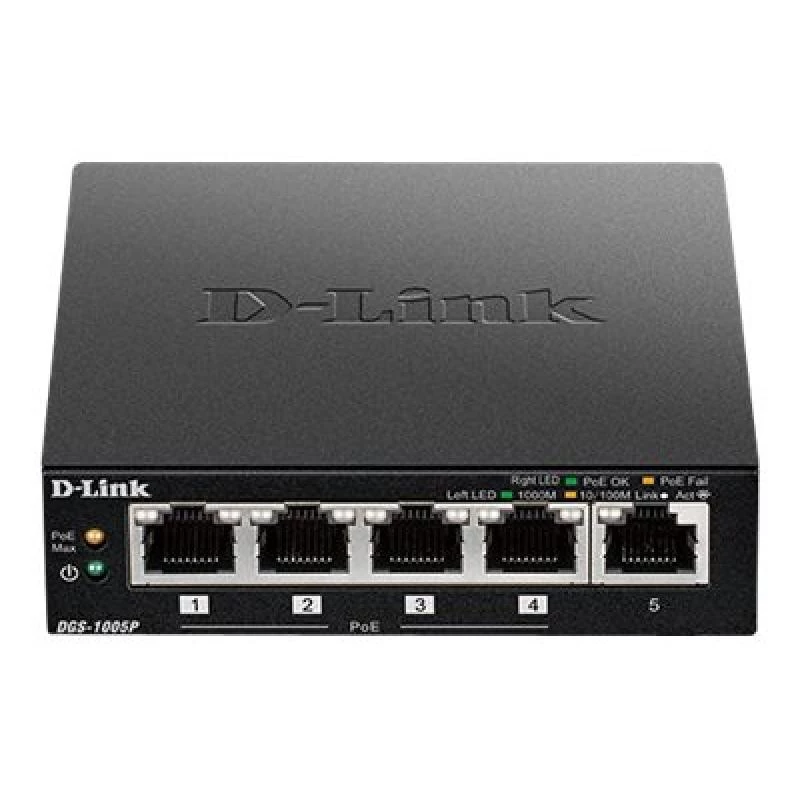 D-Link DGS-1005P/E netwerkswitch unmanaged Gigabit Ethernet (10/100/1000) Power over Ethernet (PoE) zwart