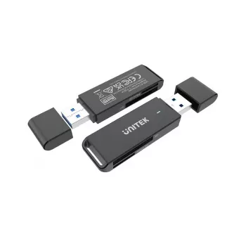 Kaartlezer Unitek Y-9327A USB 3.2 Gen 1 Type-A — MicroSD/SD, 2 sleuven, 5000 Mbit/s, zwart