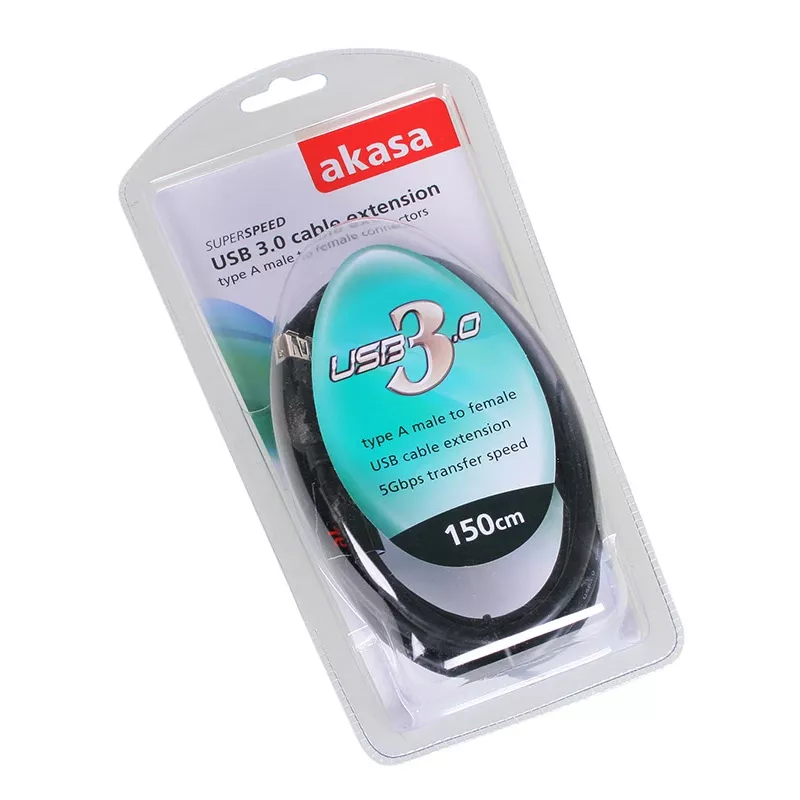 USB 3.0-kabel Akasa AK-CBUB02-15BK 1,5m zwart