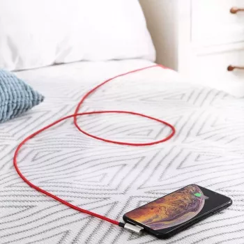 USB-naar-Lightning-kabel Aukey CB-AL01 rood – nylon gevlochten, Lightning-stekker voor Apple-apparaten