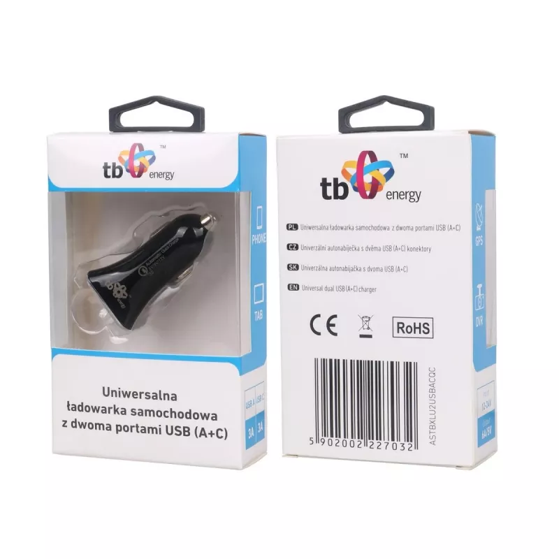 Universele autolader USB-A+C QC TB ASTBXLU2USBACQC