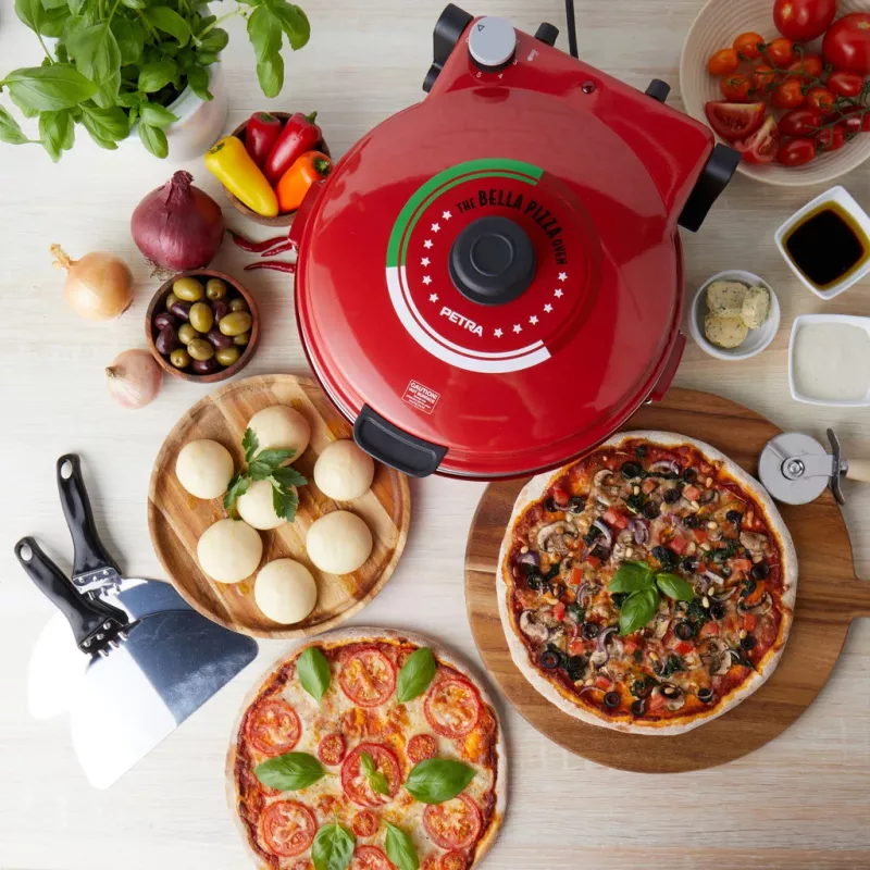 Pizzamaker Petra PT5666VDE Bella Pizza 1200 W antiaanbaklaag, tafel-pizzaoven