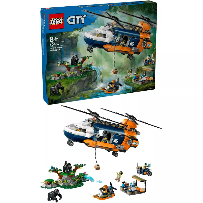 LEGO City 60437 Jungle Explorer-helikopter in basiskamp