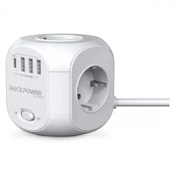 RealPower PowerBox 431 stroomverlengsnoer 1,8 m 4 stopcontacten binnen wit