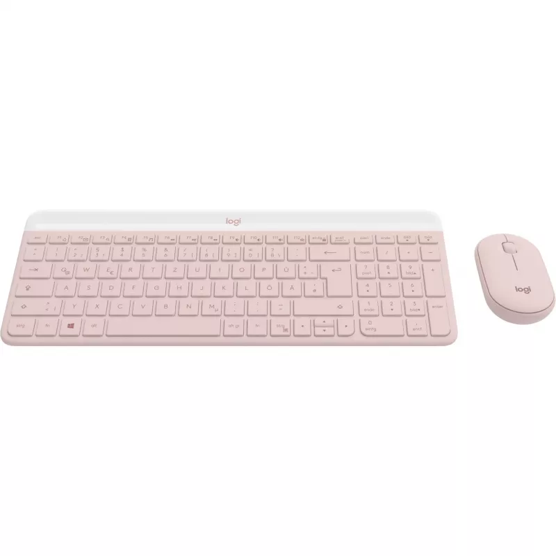 Logitech Slim Wireless Combo MK470 - toetsenbord-muisset - draadloos - 2,4 GHz - QWERTY - rosé (920-011314)
