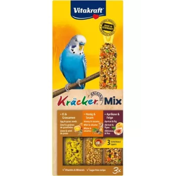 Vogellekkernij Vitakraft Kräcker cilinder 80 g ×3 – snack met graansmaak voor vogels