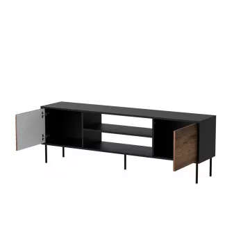 Tv-kast cama meble EF CORTINA 180×40×60 cm, bovenblad zwart, frame walnoot
