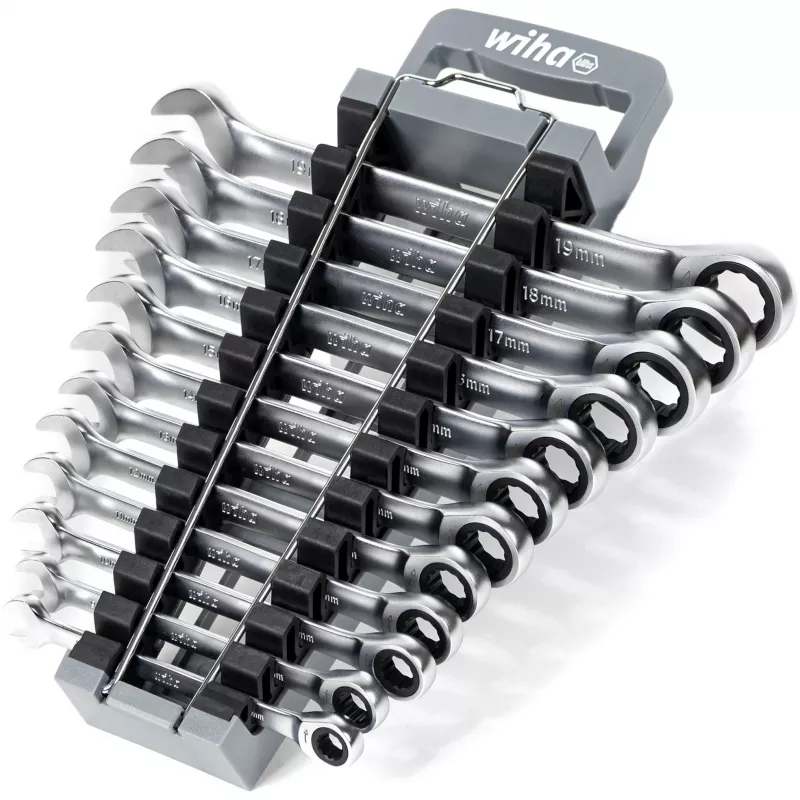 Wiha 44665 (30391) ratelringsteeksleutelset, 12-delig, metrisch 8-19 mm