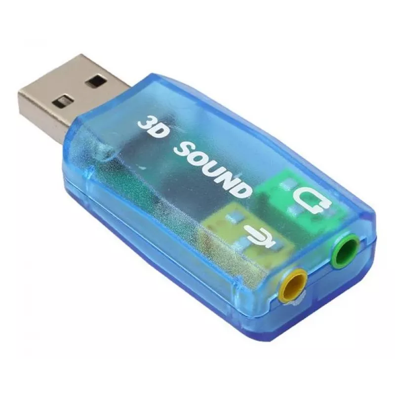 USB externe geluidskaart Gembird Virtus2 — USB-interface, 3,5 mm koptelefoon, blauw transparant