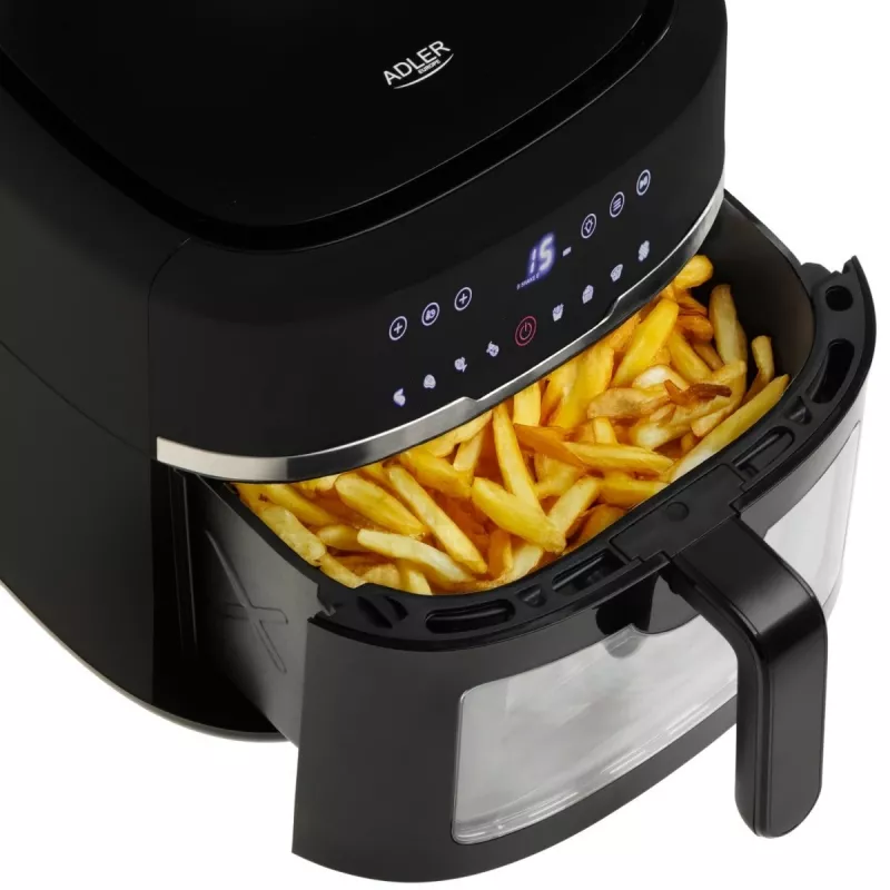 Adler AD 6318 airfryer, 8 l, 2500 W, lcd-display, 9 programma's, zwart