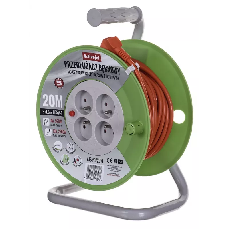 Activejet AJE-PB/20M kabelhaspel verlengsnoer 20 m