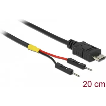 Delock USB Micro-B voedingskabel naar 2 x enkele pinheader, 20 cm
