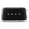 Smeg - TSF02 Toaster 4 sneetjes - Zwart/gelakt/BxHxD 41x20,8x21,5 cm/6 roosterniveaus/1500W