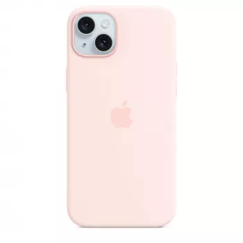 Siliconen hoes met MagSafe voor iPhone 15 Plus – lichtroze