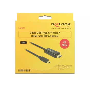 Videokabeladapter DeLOCK 85291 USB Type-C HDMI 2 m zwart
