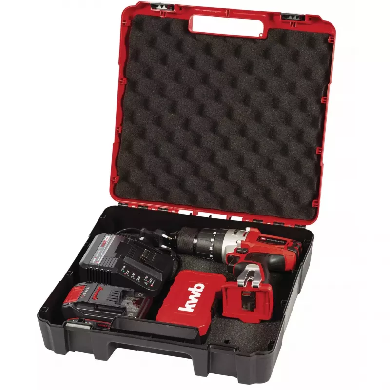 Einhell TE-CD 18/2 Li-i +22 accu-klopboor-schroefmachine 18 V, 1250 tpm, incl. 2,5 Ah-accu, lader en koffer, rood/zwart