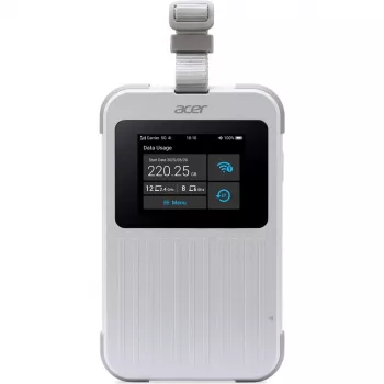 Draagbare router Acer Connect M6E met 20 GB, dualband (2,4 GHz + 5 GHz of 2,4 GHz + 6 GHz), Wi‑Fi 6E, 5G, IP68, 2x2 interne antennes, 4 GB RAM, 2,5 GHz CPU