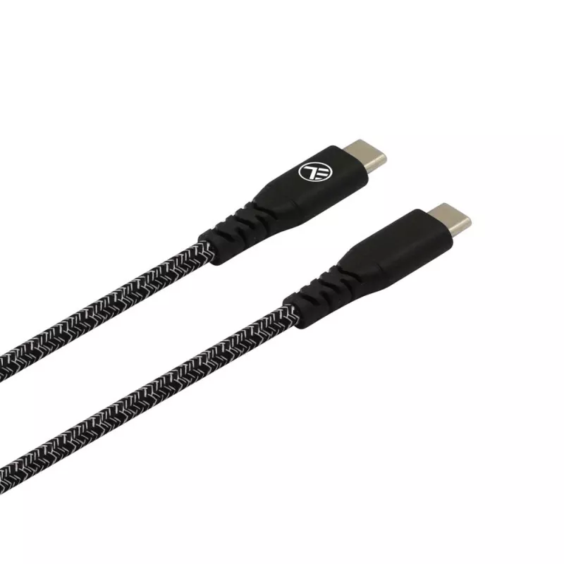 USB Type-C naar Type-C datakabel Tellur TLL155471, 1 m, 3 A, 60 W PD, nylon gevlochten, zwart