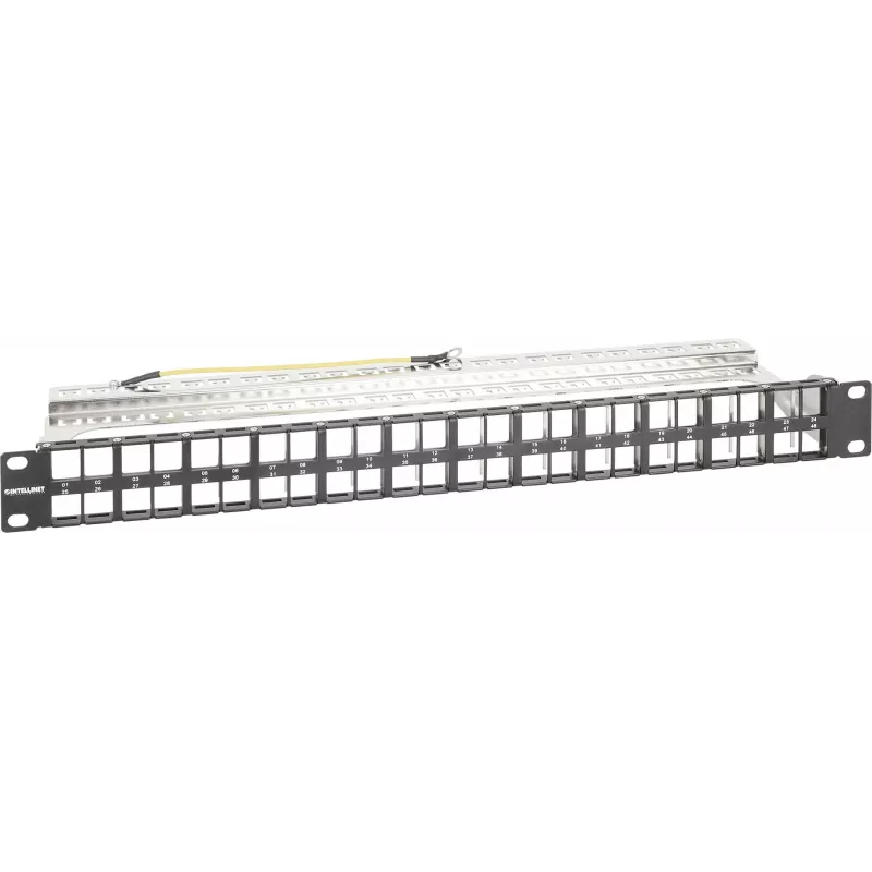 Intellinet 721028 lege Keystone-patchpaneel, 48 poorten, 1U, afgeschermd, 19 inch
