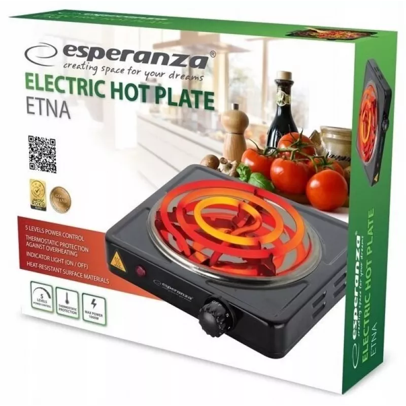 Esperanza EKH012K kookplaat zwart tafelmodel 21 cm 1 zone(s)