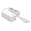 MediaRange MRMA124 mobiele oplader 100W AC, 3x USB-C, 100–240V ingang, 1,5 m kabel, wit