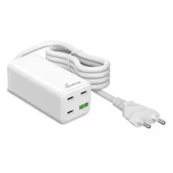 MediaRange MRMA124 mobiele oplader 100W AC, 3x USB-C, 100–240V ingang, 1,5 m kabel, wit