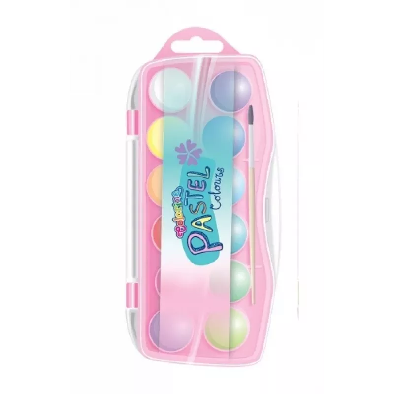 Aquarelset colorino 85443PTR — 12 kleuren, compact palet, voor school en hobby