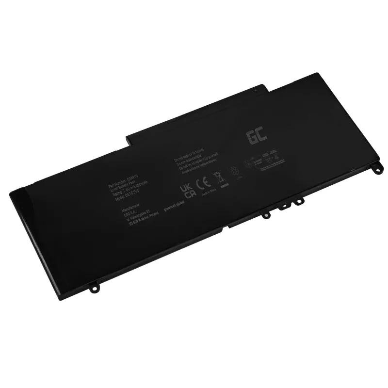 Green Cell DE102V3 accu voor DELL Latitude E5250 E5450 E5550, 7,6 V 6200 mAh LiPo, zwart