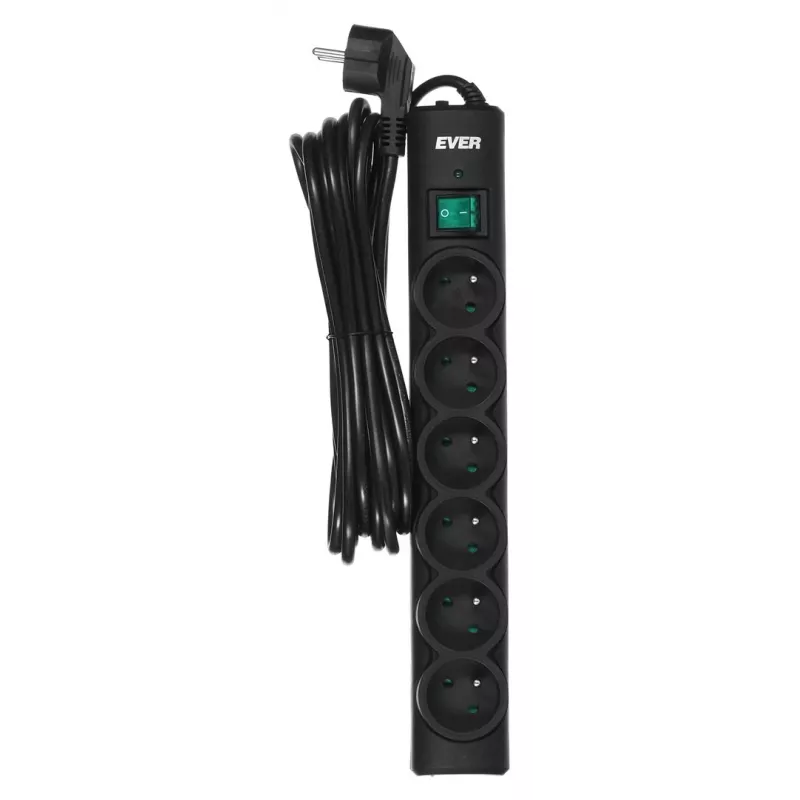 Ever Optima 5m zwart 6 AC-stopcontacten 250 V
