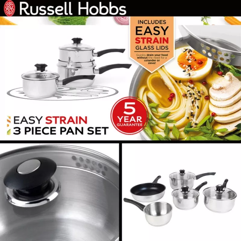 Russell Hobbs RH00542EU7 Easy Strain 3-delige pannenset