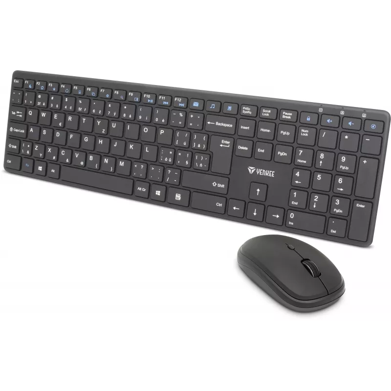 Draadloze toetsenbord-muis-set YENKEE YKB 2008CS — 2,4 GHz USB, compacte layout