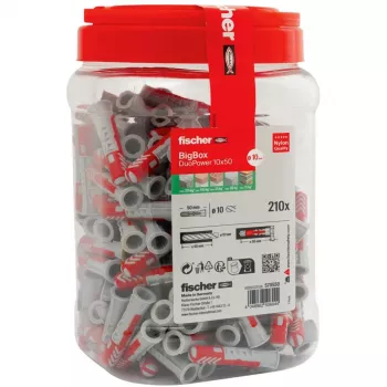 fischer plug DUOPOWER 10x50 BigBox lichtgrijs/rood 210 stuks hersluitbaar (570550)