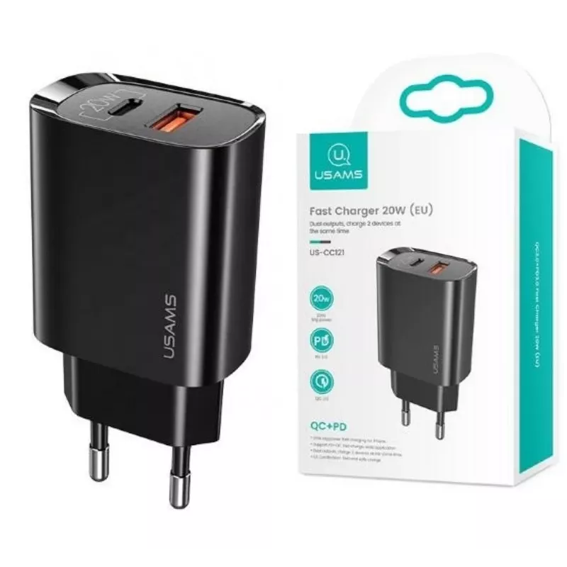 Oplader usams T35 20W PD3 USB-C naar USB snellaadadapter