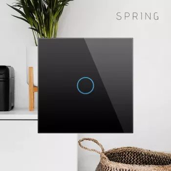 Enkelvoudige touch-schakelaar Spring model 0 glas zwart