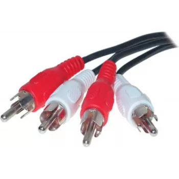 S/CONN 2 x 2 RCA 10 m audiokabel zwart rood wit stekker