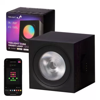 Slimme tafellamp Yeelight Cube — meerkleurig, Wi‑Fi/Bluetooth, 2,4 GHz, Bluetooth 5.0, AC 100–240 V, 1,5 m kabel, zwart