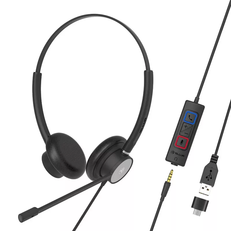 Headset Tellur Voice 420 bedrade headset binaural zwart TLL411006