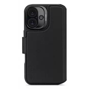 Leren hoes voor iPhone 16, zwart