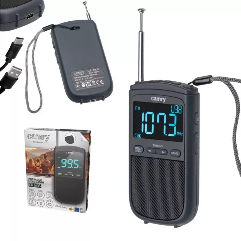 Camry | Draagbare miniradio | CR 1905 | Wekfunctie | Zwart