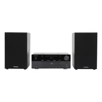 Home-audio-microset Aiwa MSBTU-550 — 50 W RMS, Bluetooth 10 m, FM, LED-display, cinch, zwart