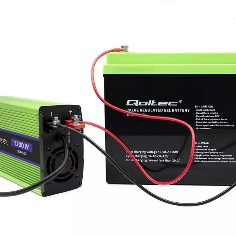 Auto-omvormer Qoltec Monolith 1200 W groen 12 V
