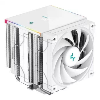 Luchtkoeler DeepCool AK620 Digital SE White — twee 120-mm-ventilatoren, 6 heatpipes, PWM, LGA-1700-ondersteuning, geïntegreerd display