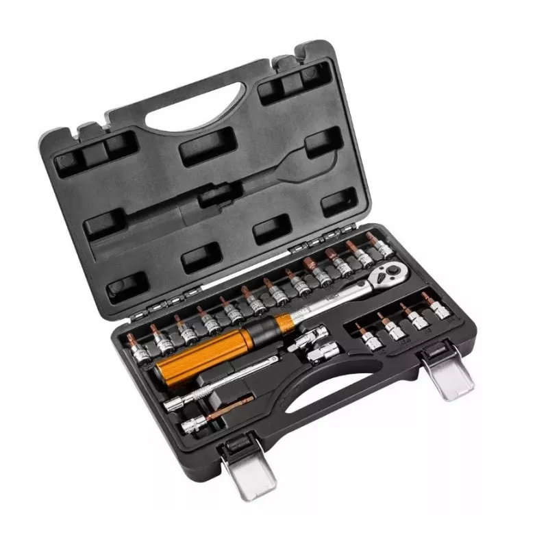 Neo Tools 1/4 bidirectionele momentsleutel, 5-25NM, set van 21 stuks