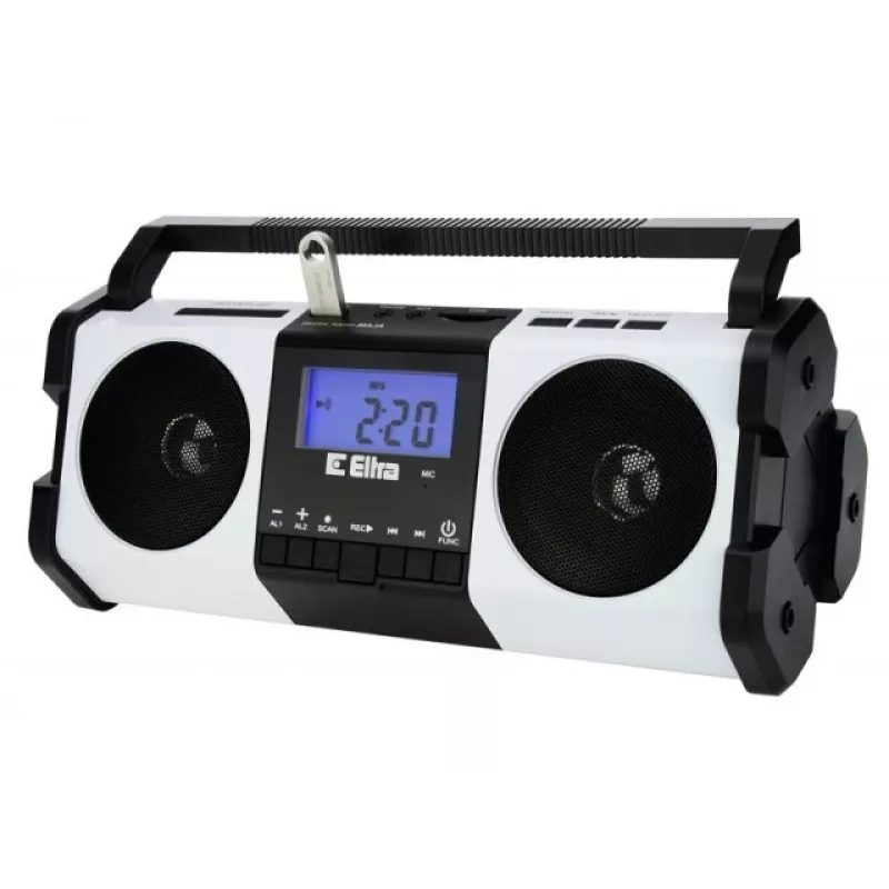 Draagbare radio Eltra MAJA – wit, compact ontwerp, batterij- of netvoeding